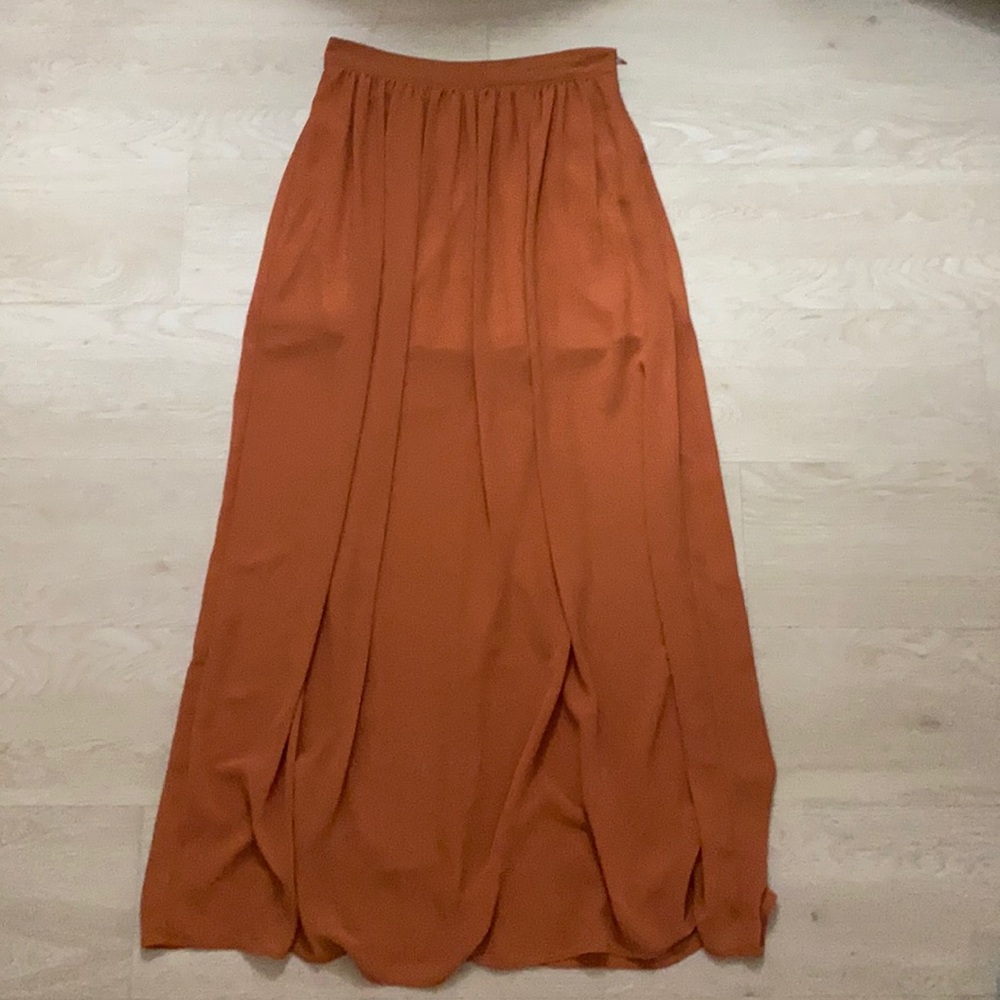 Burnt Orange flowy forever 21 ankle length skirt